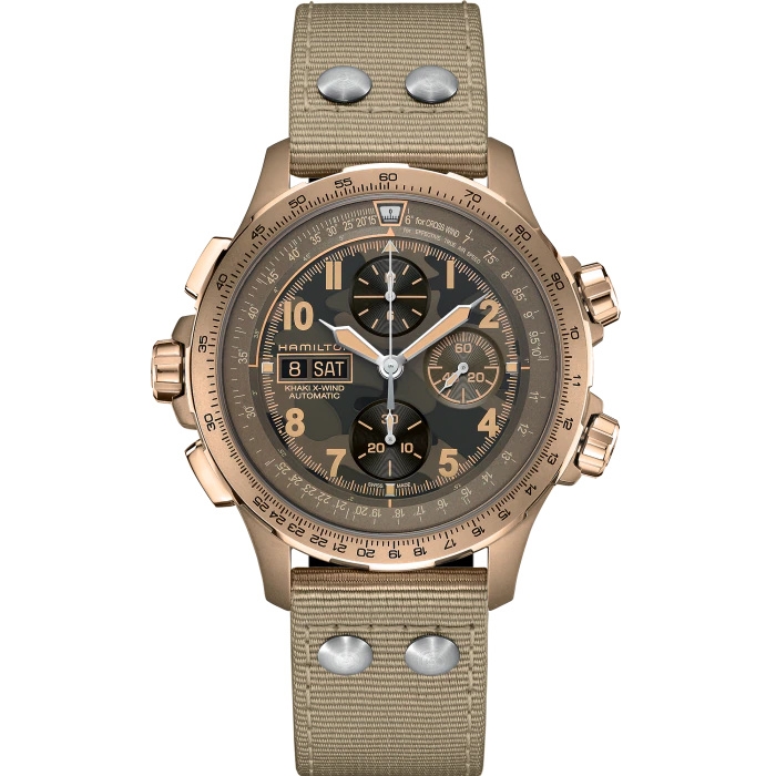 Hamilton H77916920 : Khaki Aviation X Wind Day Date Auto Chrono Green Camouflage