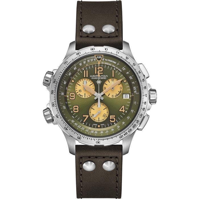 Hamilton H77932560 : Khaki Aviation X-Wind GMT Chrono Quartz Stainless Steel / Green