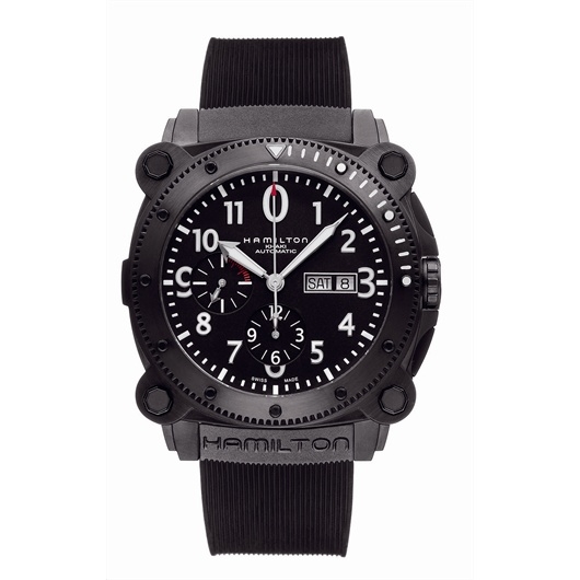 Hamilton H78686333 : Khaki Navy BeLOWZERO Auto Chrono PVD / Black / Rubber