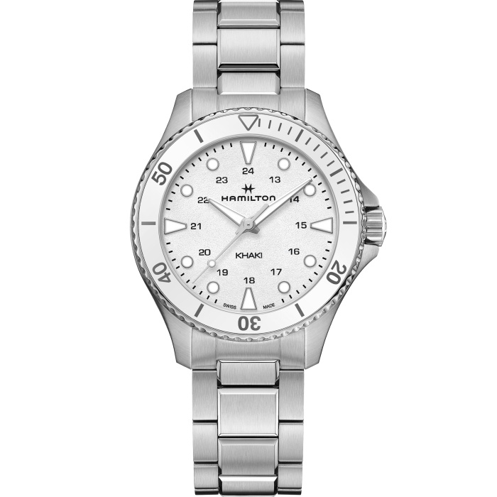 Hamilton H82221110 : Khaki Navy Scuba Quartz 37 Stainless Steel / White / Bracelet