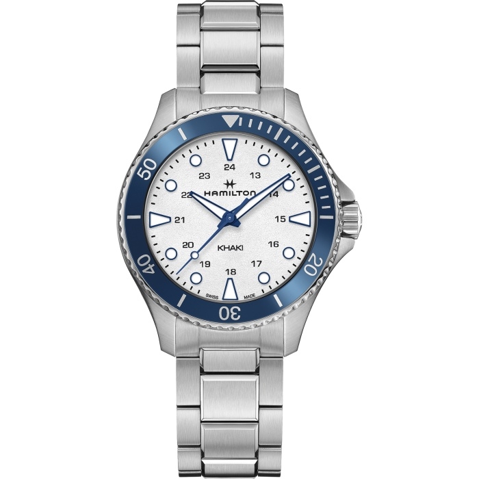 Hamilton H82231150 : Khaki Navy Scuba Quartz 37 Stainless Steel / White / Bracelet