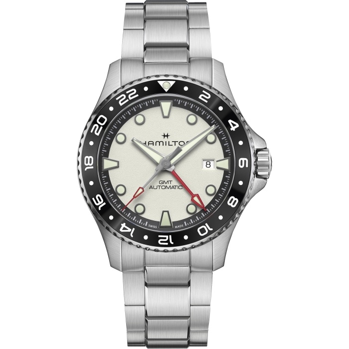 Hamilton H82555150 : Khaki Navy Scuba Automatic GMT 43 Stainless Steel / White / Bracelet