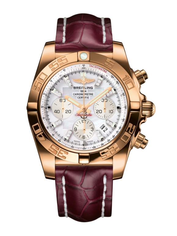 Breitling HB011012.A698.735P : Chronomat 44 Rose Gold / Pearl Diamond / Croco