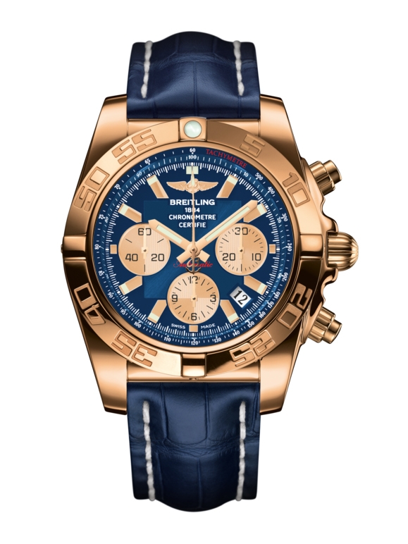 Breitling HB011012.C790.731P : Chronomat 44 Rose Gold / Metallica Blue / Croco