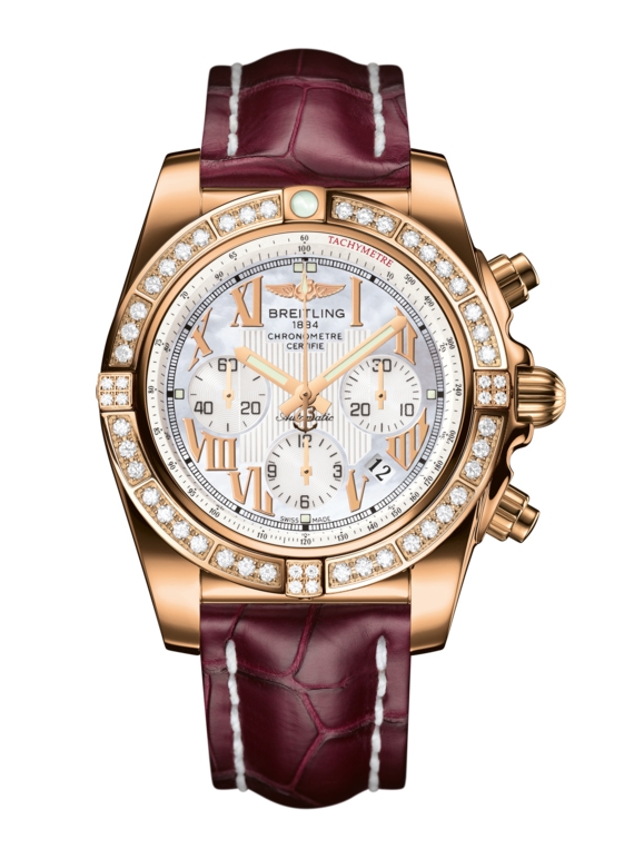 Breitling HB011059.A693.735P : Chronomat 44 Rose Gold / Diamond / Pearl Roman / Croco