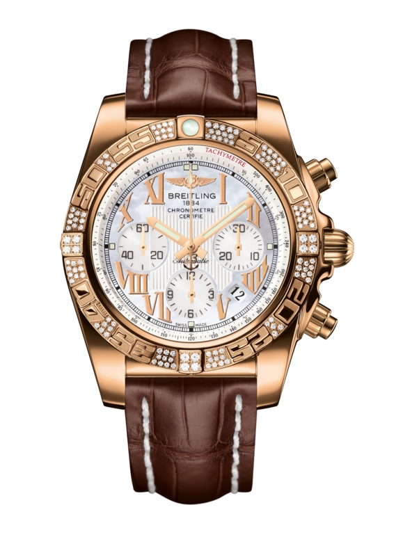 Breitling HB0110AE.A693.739P : Chronomat 44 Rose Gold / Diamond / Pearl Roman / Croco