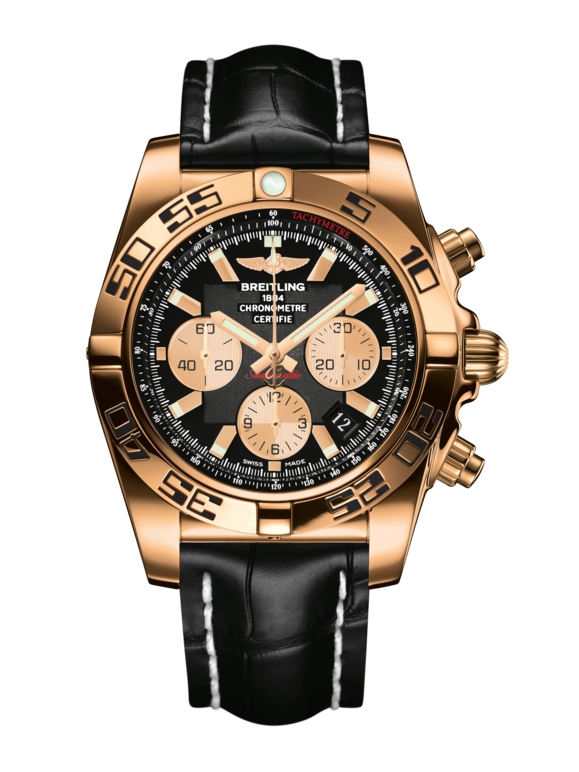 Breitling HB0110C1.B968.743P : Chronomat 44 Rose Gold / Onyx Black / Croco