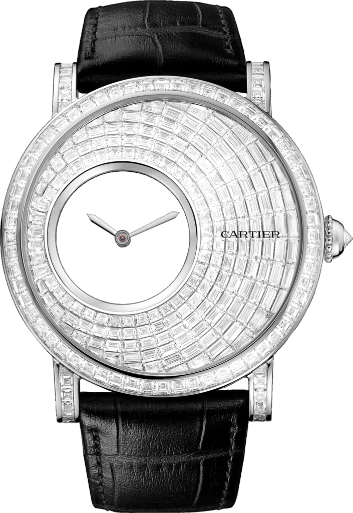Cartier HPI00889 : Rotonde de Cartier Mysterious Hour White Gold / Baguette