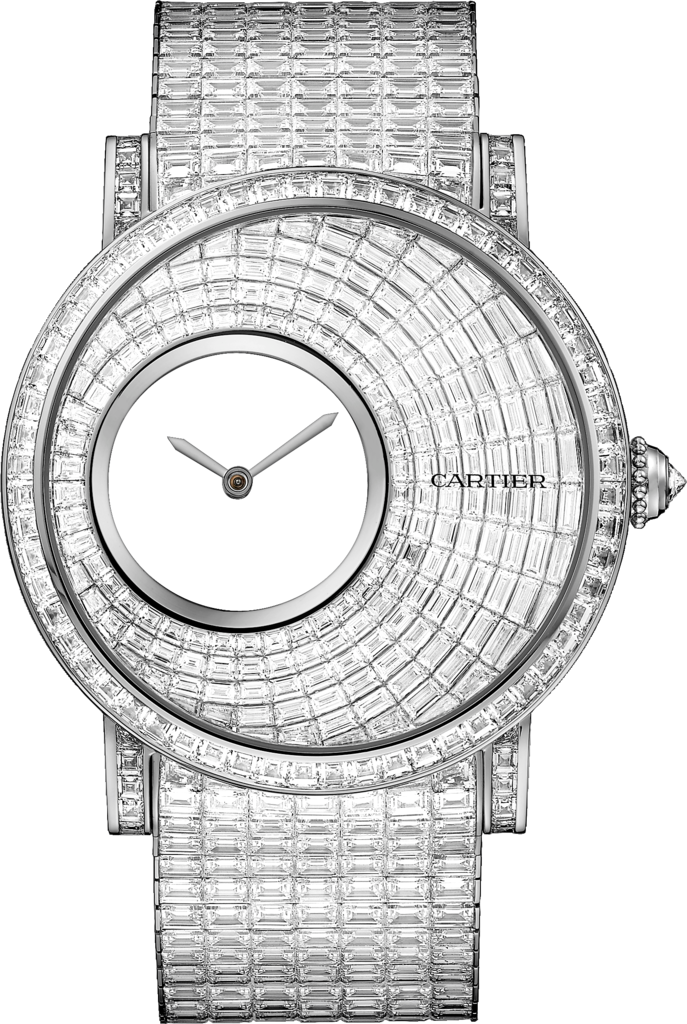 Cartier HPI00890 : Rotonde de Cartier Mysterious Hour White Gold / Baguette