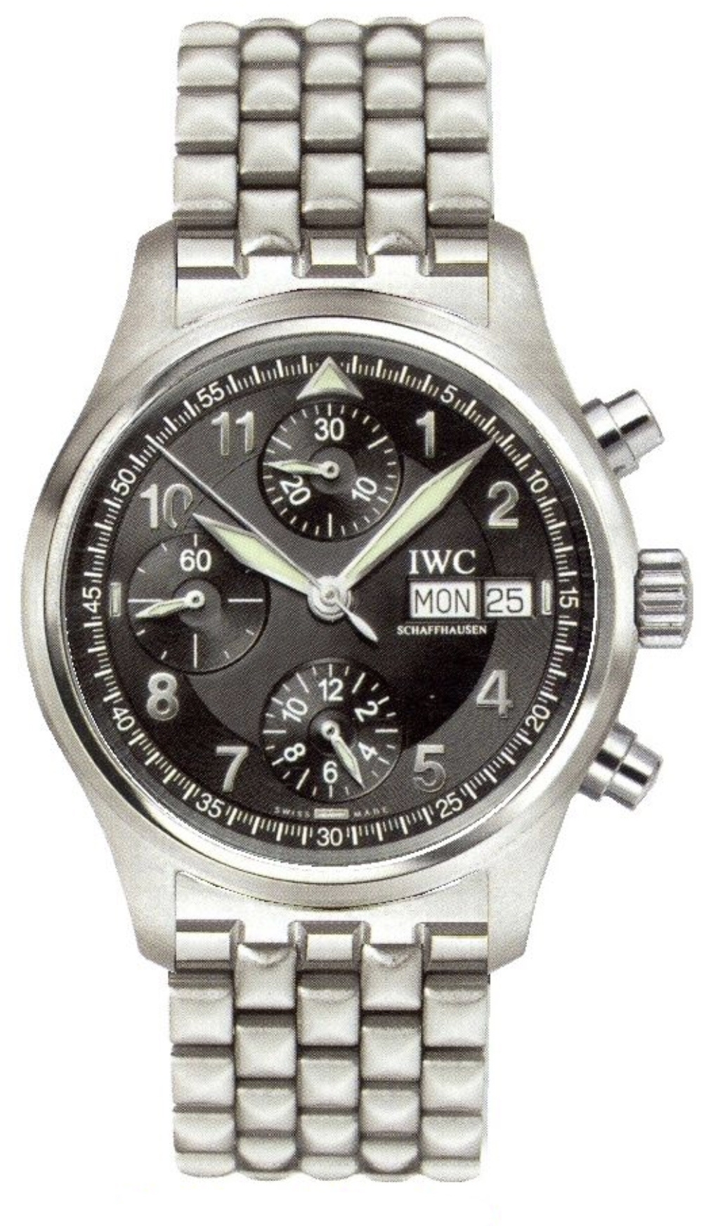 IWC IW3706-18 : Pilot's Watch Spitfire Chronograph Stainless Steel / Black / English / Bracelet