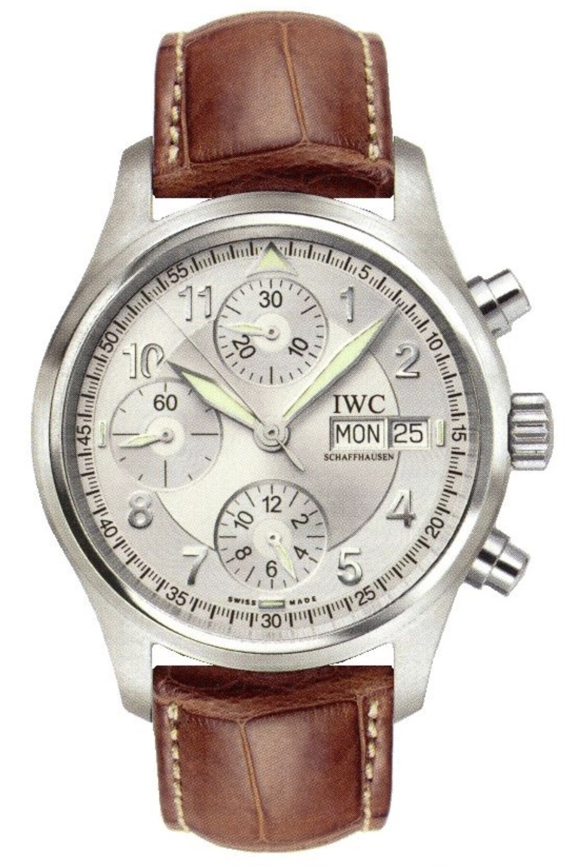 IWC IW3706-23 : Pilot's Watch Spitfire Chronograph Stainless Steel / Silver / English / Strap