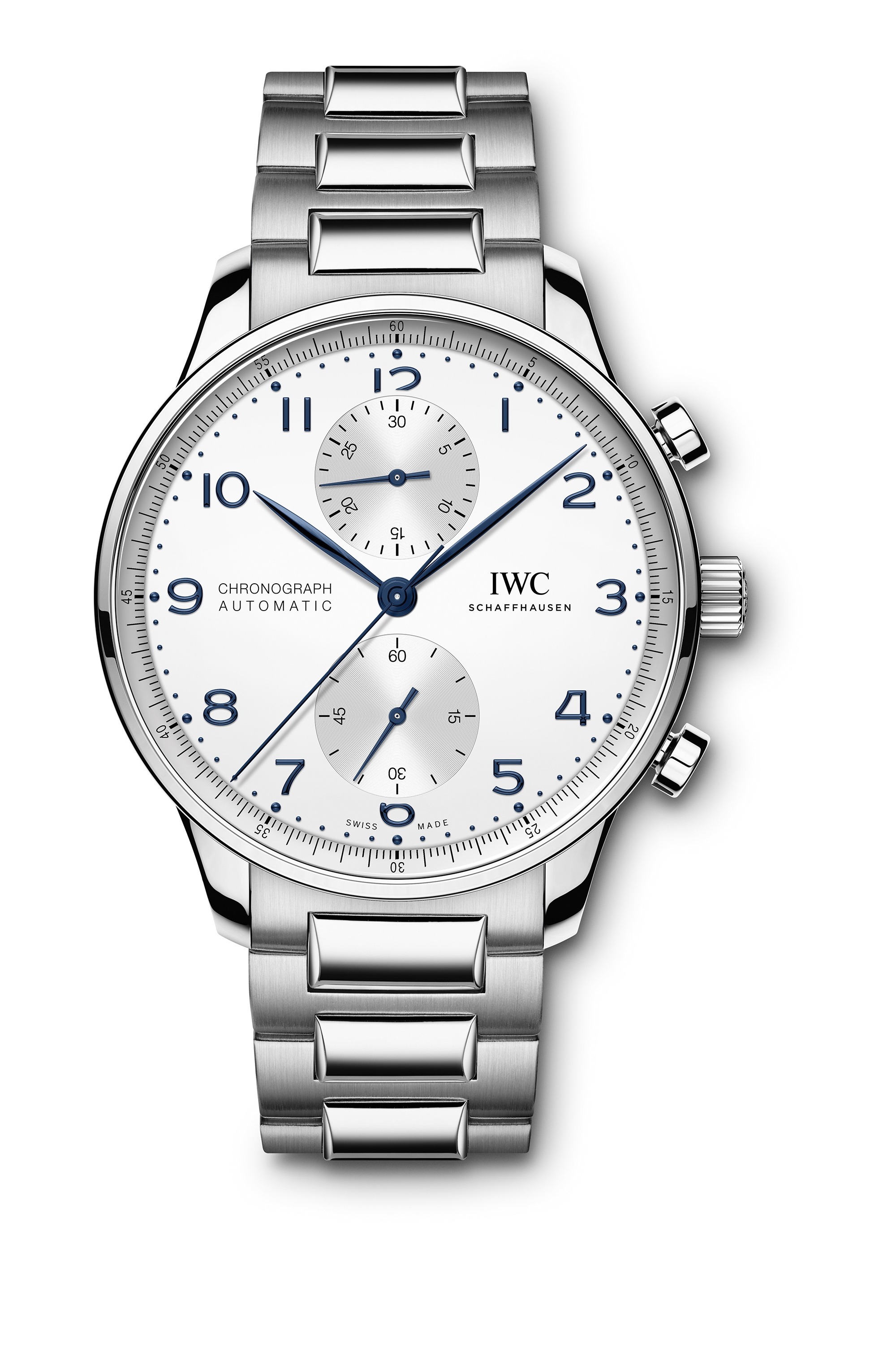 IWC IW3716-17 : Portugieser Chronograph Stainless Steel / Silver - Blue / Bracelet
