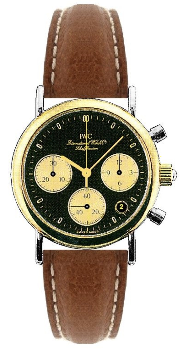 IWC IW3730-09 : Portofino Lady Chronograph MecaQuartz Stainless Steel / Yellow Gold / Black / Calf
