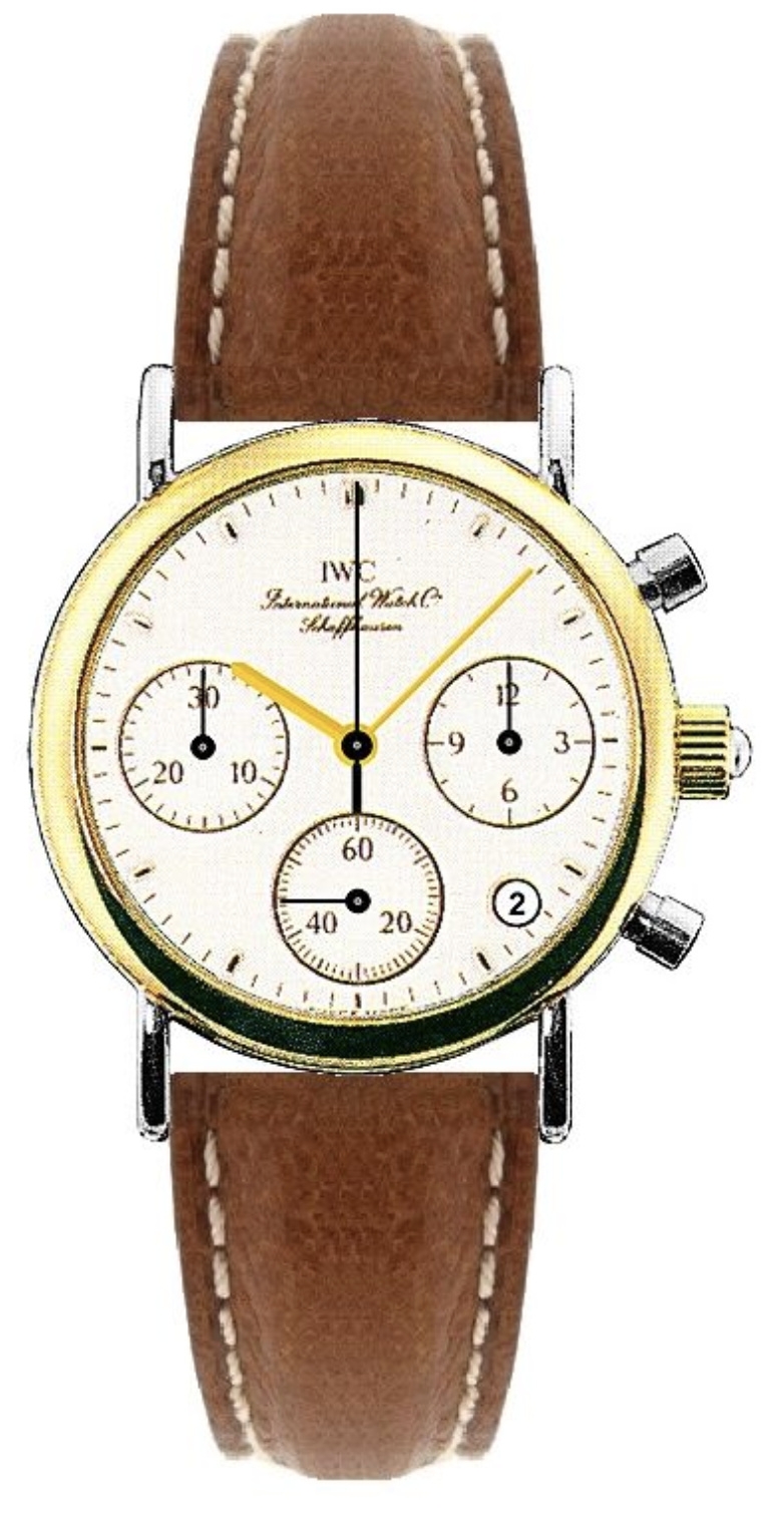IWC IW3730-10 : Portofino Lady Chronograph MecaQuartz Stainless Steel / Yellow Gold / White / Calf
