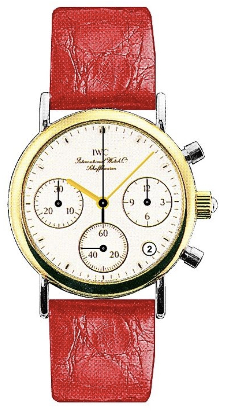 IWC IW3730-12 : Portofino Lady Chronograph MecaQuartz Stainless Steel / Yellow Gold / White / Alligator