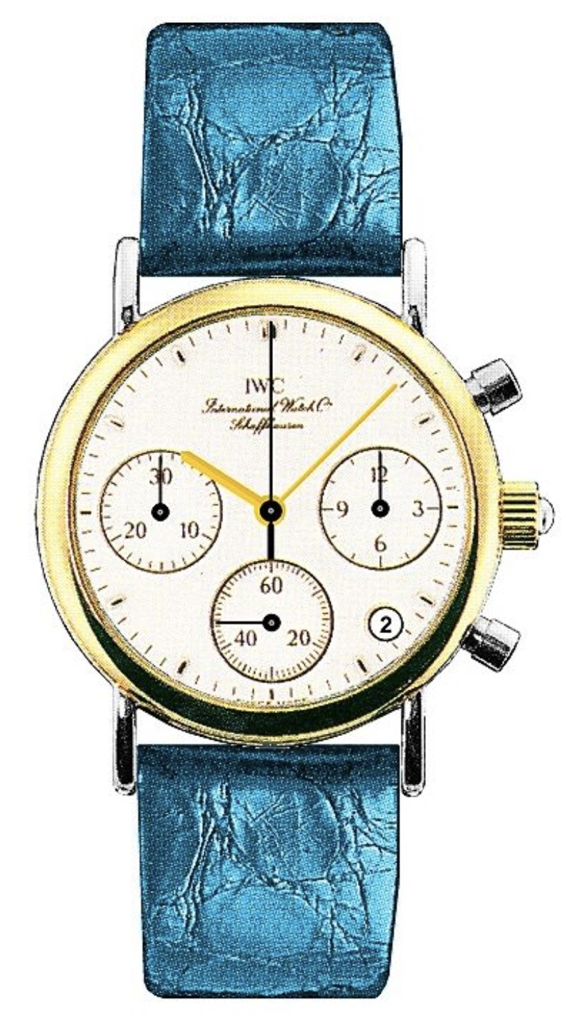 IWC IW3730-14 : Portofino Lady Chronograph MecaQuartz Stainless Steel / Yellow Gold / White / Alligator