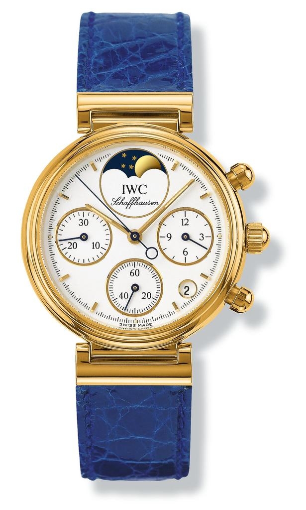 IWC IW3736-04 : Kleine Da Vinci Yellow Gold / White / Blue Croco