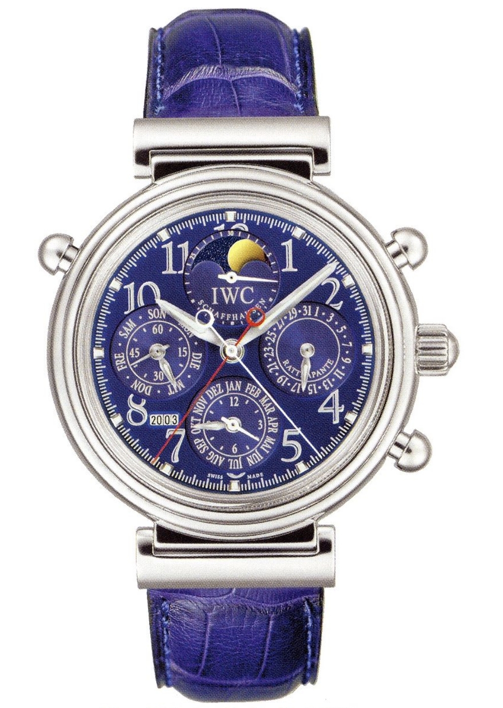 IWC IW3754-08 : Da Vinci Perpetual Rattrapante Platinum / Blue / French