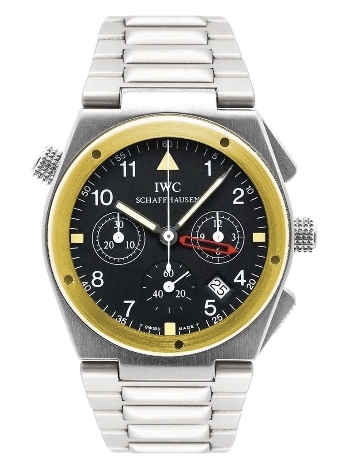 IWC IW3805-02 : Ingenieur Mecaquartz Chronograph Alarm Stainless Steel / Yellow Gold / Black / Bracelet