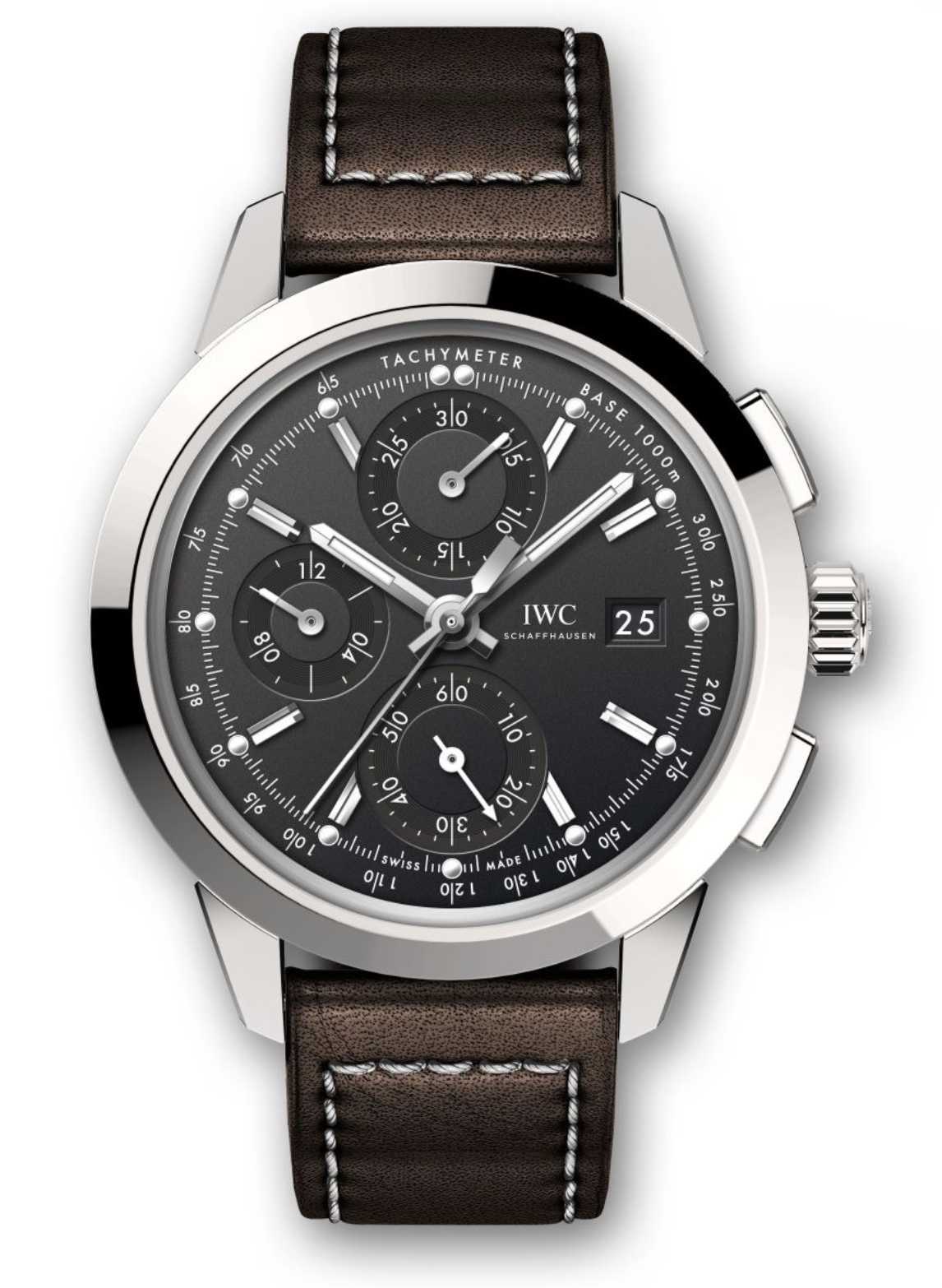 IWC IW3808-AV : Ingenieur Chronograph Custom Stainless Steel / Black-Rhodium / Calf