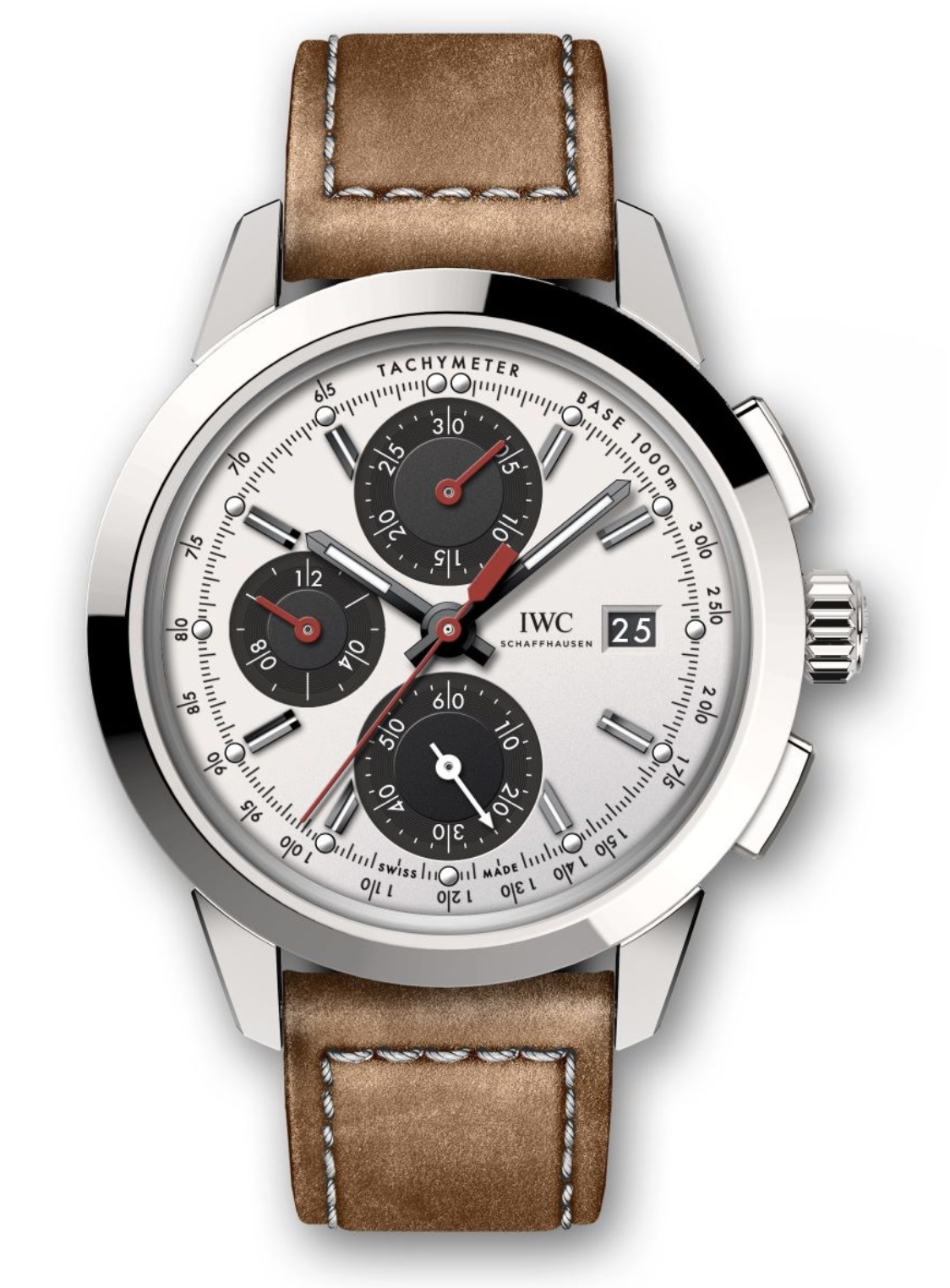 IWC IW3808-CM : Ingenieur Chronograph Custom Stainless Steel / Silver-Black-Red / Calf