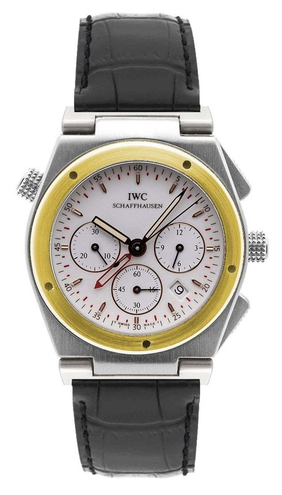 IWC IW3815-04 : Ingenieur Mecaquartz Chronograph Alarm Stainless Steel / Yellow Gold / White / Strap