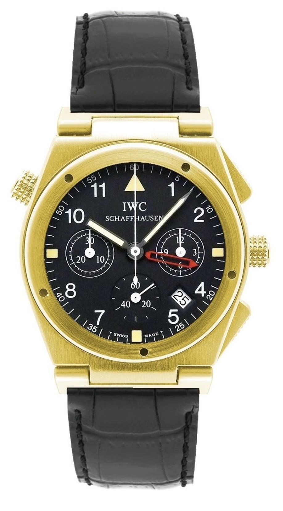 IWC IW3815-06 : Ingenieur Mecaquartz Chronograph Alarm Yellow Gold / Black / Strap