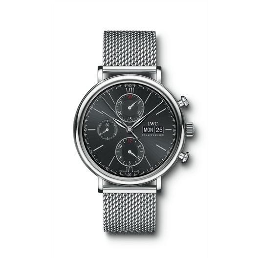 IWC IW3910-10 : Portofino Chronograph Stainless Steel / Black / Milanese