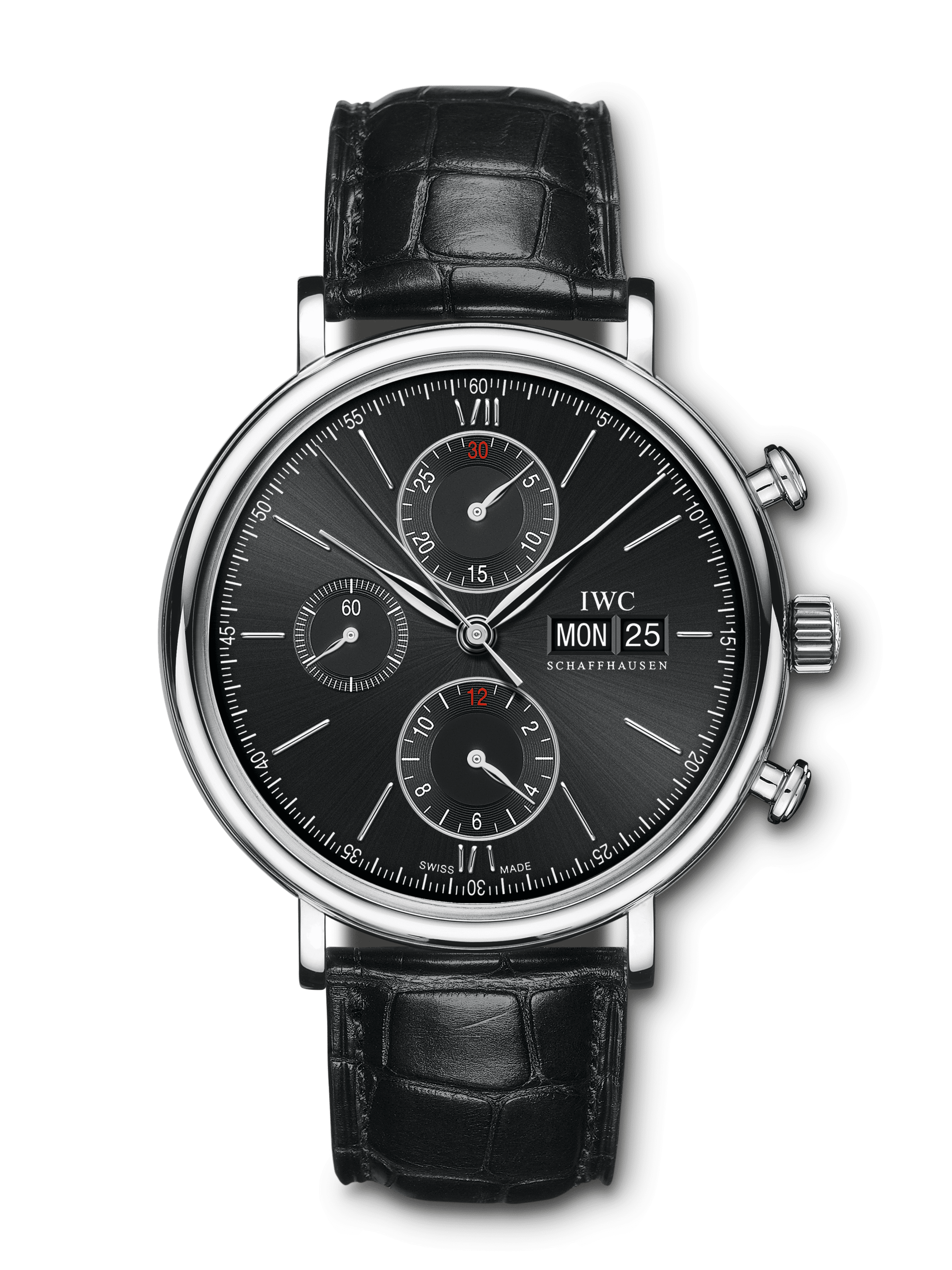 IWC IW3910-29 : Portofino Chronograph Stainless Steel / Black / Alligator