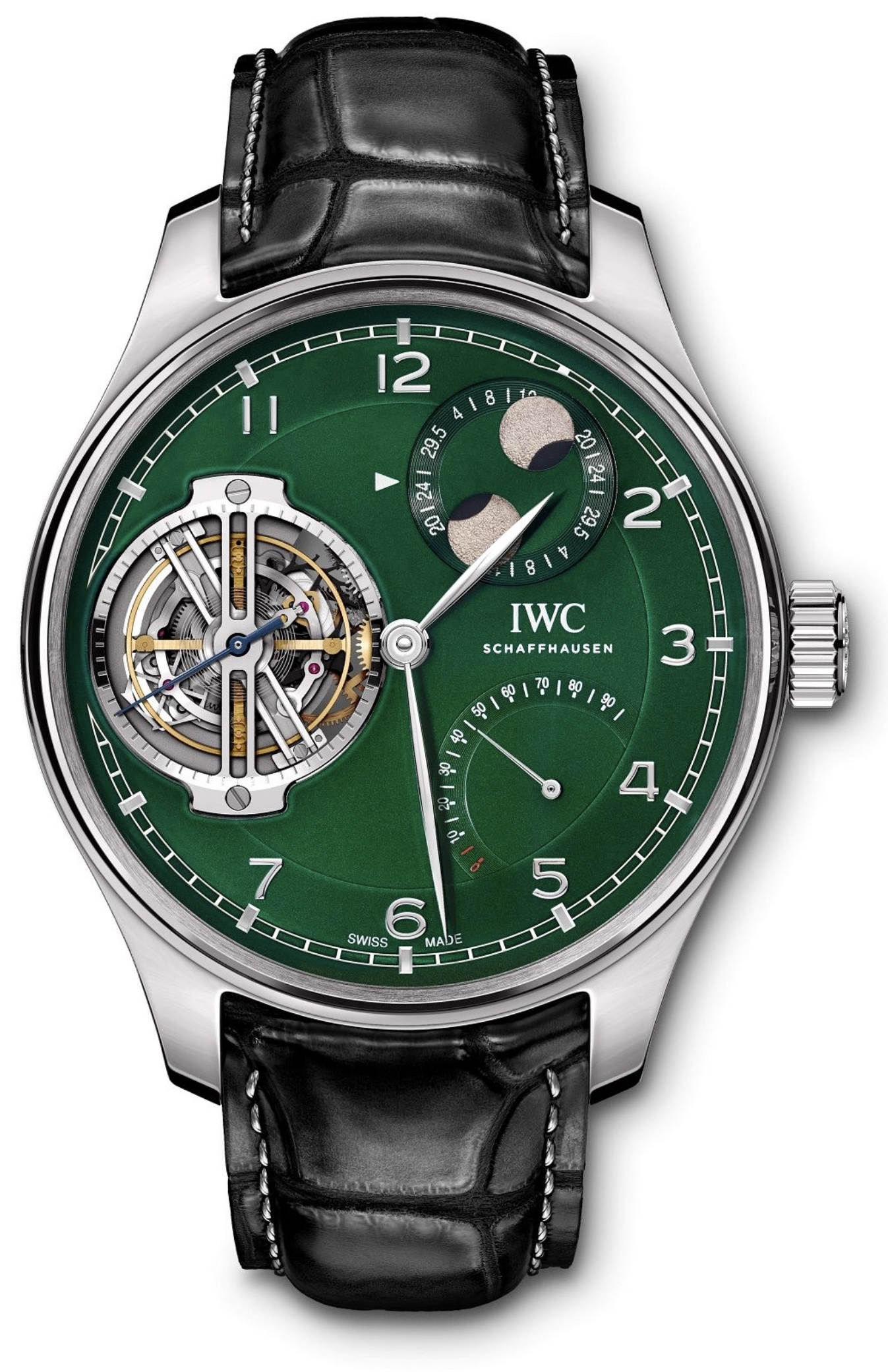 IWC IW5901-10 : Portugieser Constant-Force Tourbillon Double Moon Platinum / Green