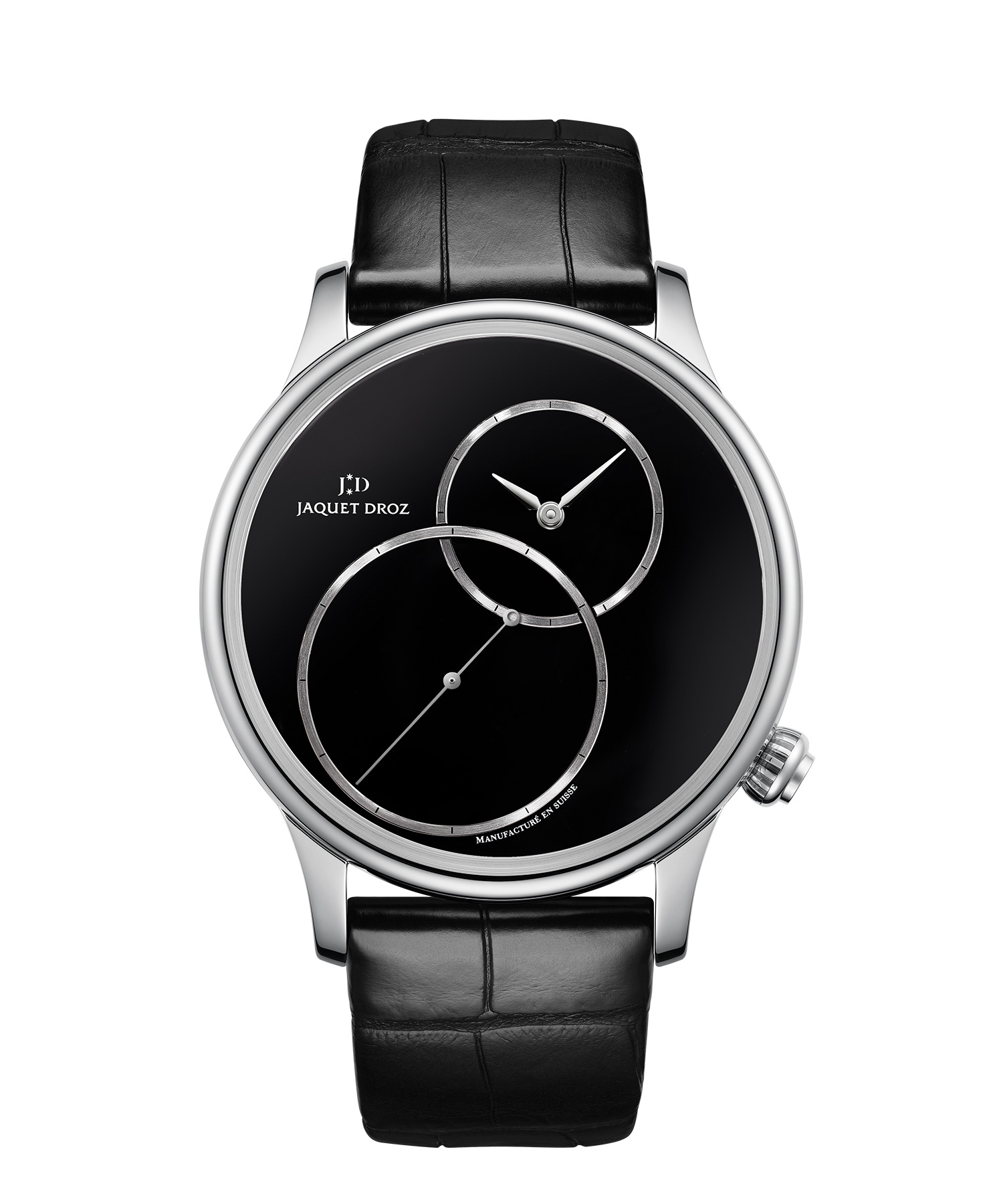 Jaquet Droz J006030270 : Grande Seconde 43 Decentree Onyx / Stainless Steel