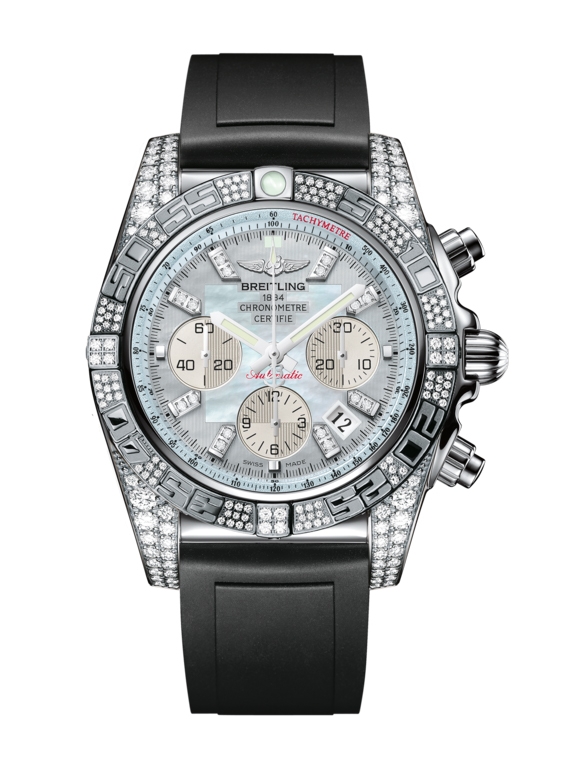Breitling JB0110AJ.G731.134S : Chronomat 44 White Gold Diamondworks / Gray Pearl Diamond / Rubber