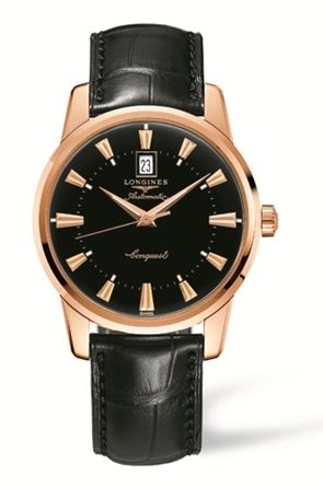 Longines L1.645.8.52.4 : Conquest Heritage 40mm Pink Gold Black