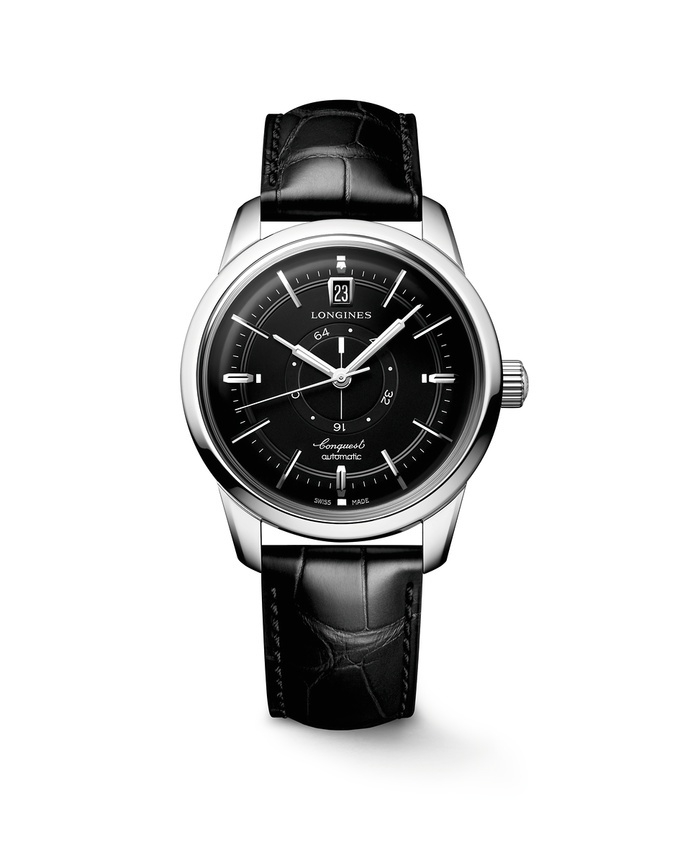 Longines L1.648.4.52.2 : Conquest Heritage Power Reserve 38 Stainless Steel / Black