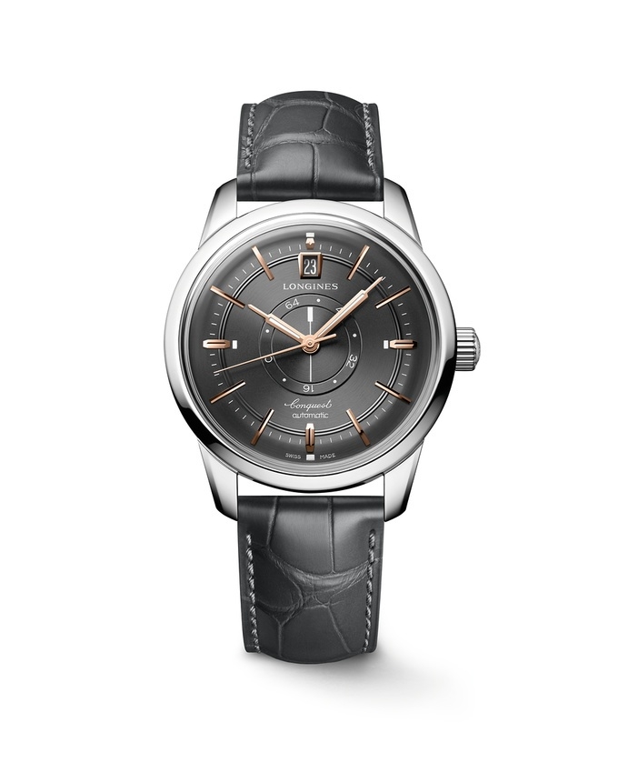 Longines L1.648.4.62.2 : Conquest Heritage Power Reserve 38 Stainless Steel / Grey