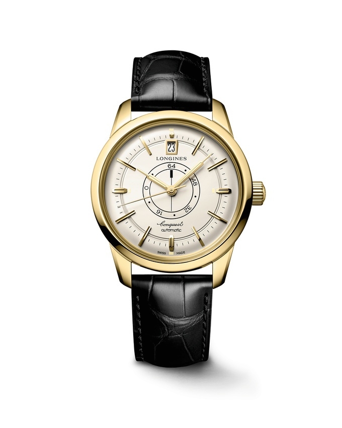 Longines L1.648.6.78.2 : Conquest Heritage Power Reserve 38 Yellow Gold / Silver