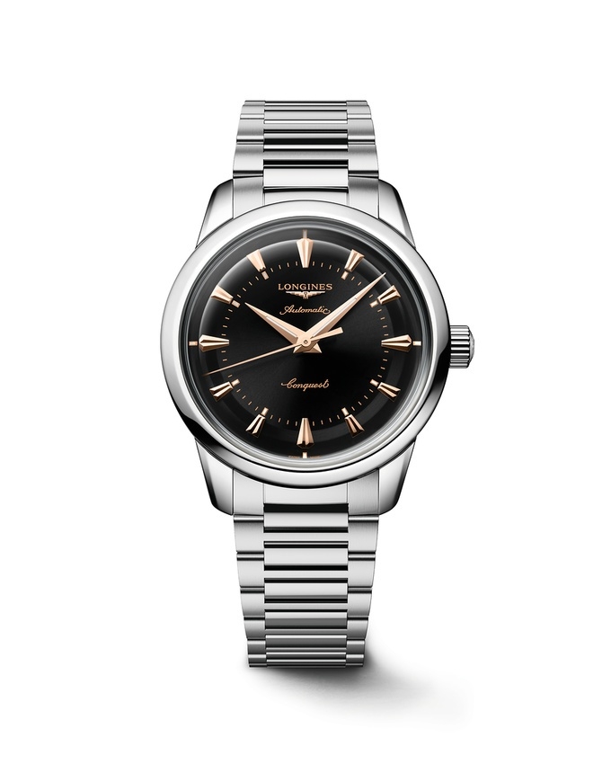 Longines L1.649.4.52.6 : Conquest Heritage 38 Stainless Steel / Black / Bracelet