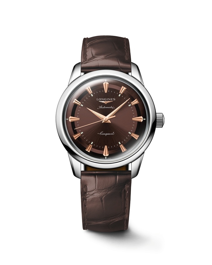 Longines L1.649.4.62.2 : Conquest Heritage 38 Stainless Steel / Brown