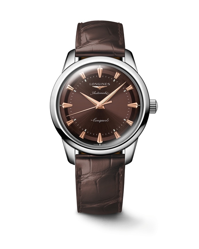 Longines L1.650.4.62.2 : Conquest Heritage 40 Stainless Steel / Brown