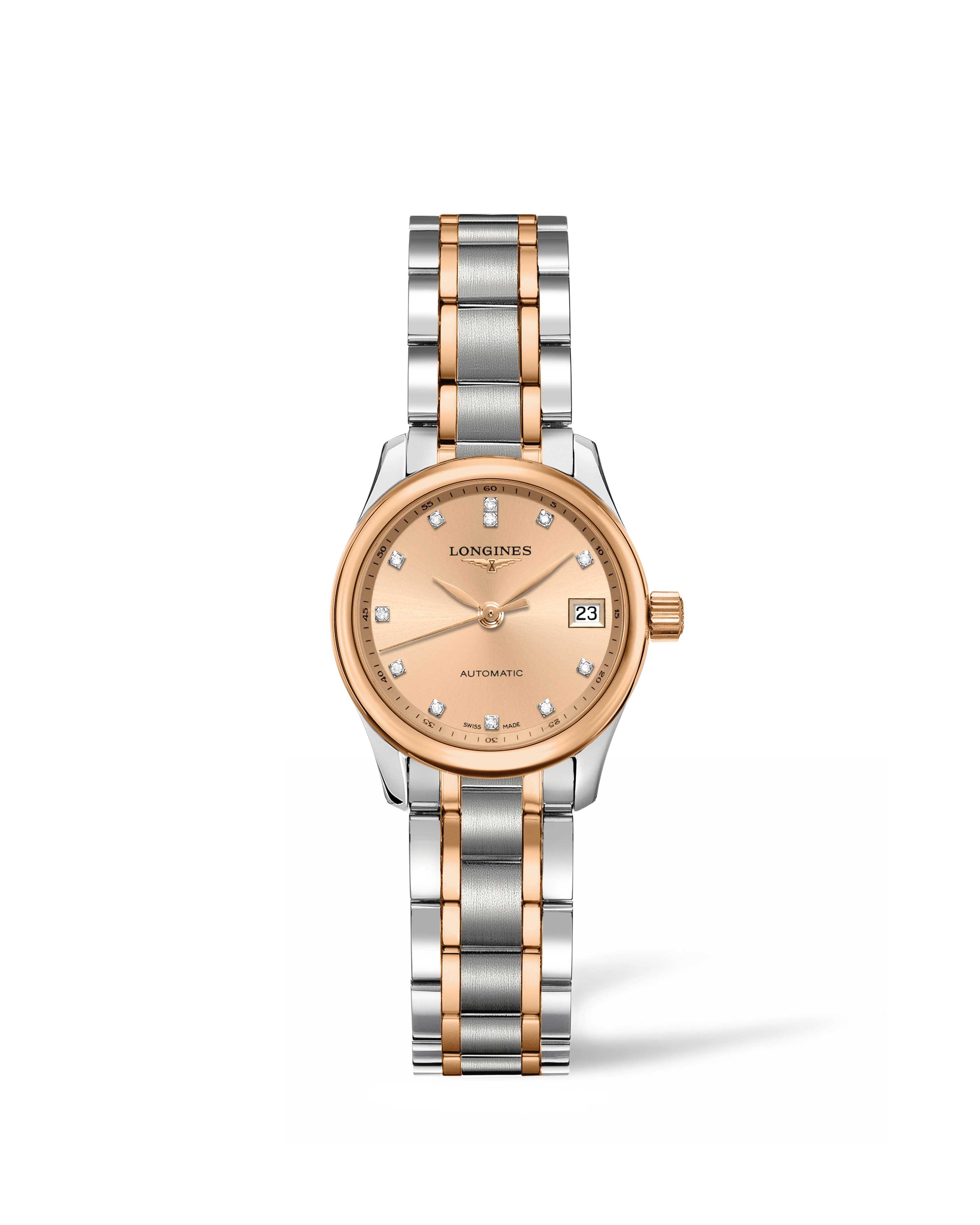 Longines L2.128.5.99.7 : Master Collection Date 25.5 Stainless Steel - Pink Gold / Bronze / Bracelet