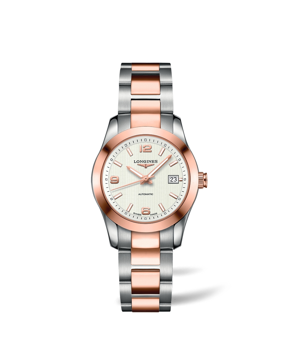 Longines L2.285.5.76.7 : Conquest Classic Automatic 29.5 Stainless Steel / Red Gold / White / Bracelet