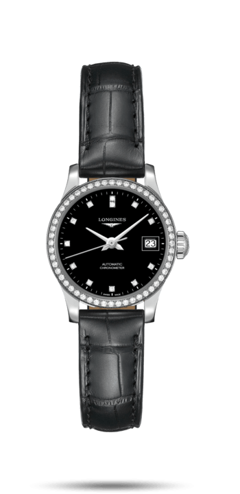 Longines L2.320.0.57.2 : Record 26mm Stainless Steel / Diamond / Black-Diamond / Alligator