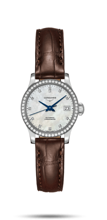 Longines L2.320.0.87.2 : Record 26mm Stainless Steel / Diamond / MOP-Diamond / Alligator