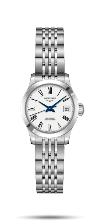 Longines L2.320.4.11.6 : Record 26mm Stainless Steel / White-Roman / Bracelet