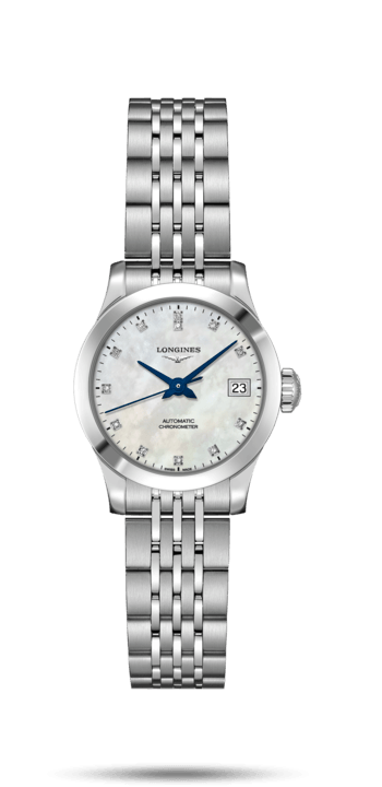 Longines L2.320.4.87.6 : Record 26mm Stainless Steel / MOP-Diamond / Bracelet