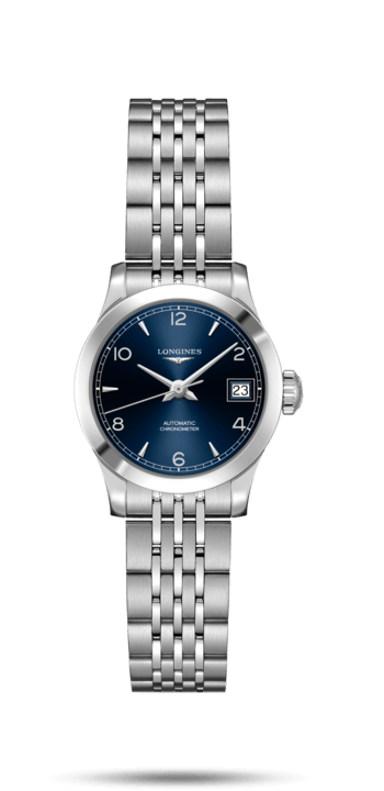 Longines L2.320.4.96.6 : Record 26mm Stainless Steel / Blue Arabic / Bracelet