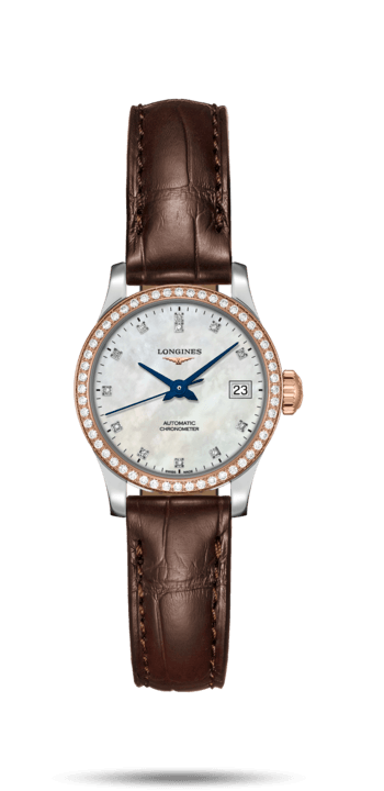 Longines L2.320.5.89.2 : Record 26mm Stainless Steel / Pink Gold / Diamond / MOP-Diamond / Alligator