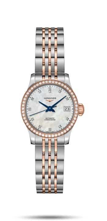 Longines L2.320.5.89.7 : Record 26mm Stainless Steel / Pink Gold / Diamond / MOP-Diamond / Bracelet