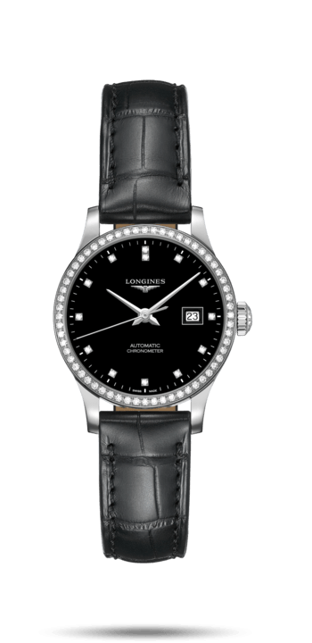 Longines L2.321.0.57.2 : Record 30mm Stainless Steel / Diamond / Black-Diamond / Alligator