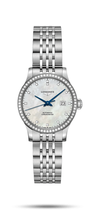 Longines L2.321.0.87.6 : Record 30mm Stainless Steel / Diamond / MOP-Diamond / Bracelet